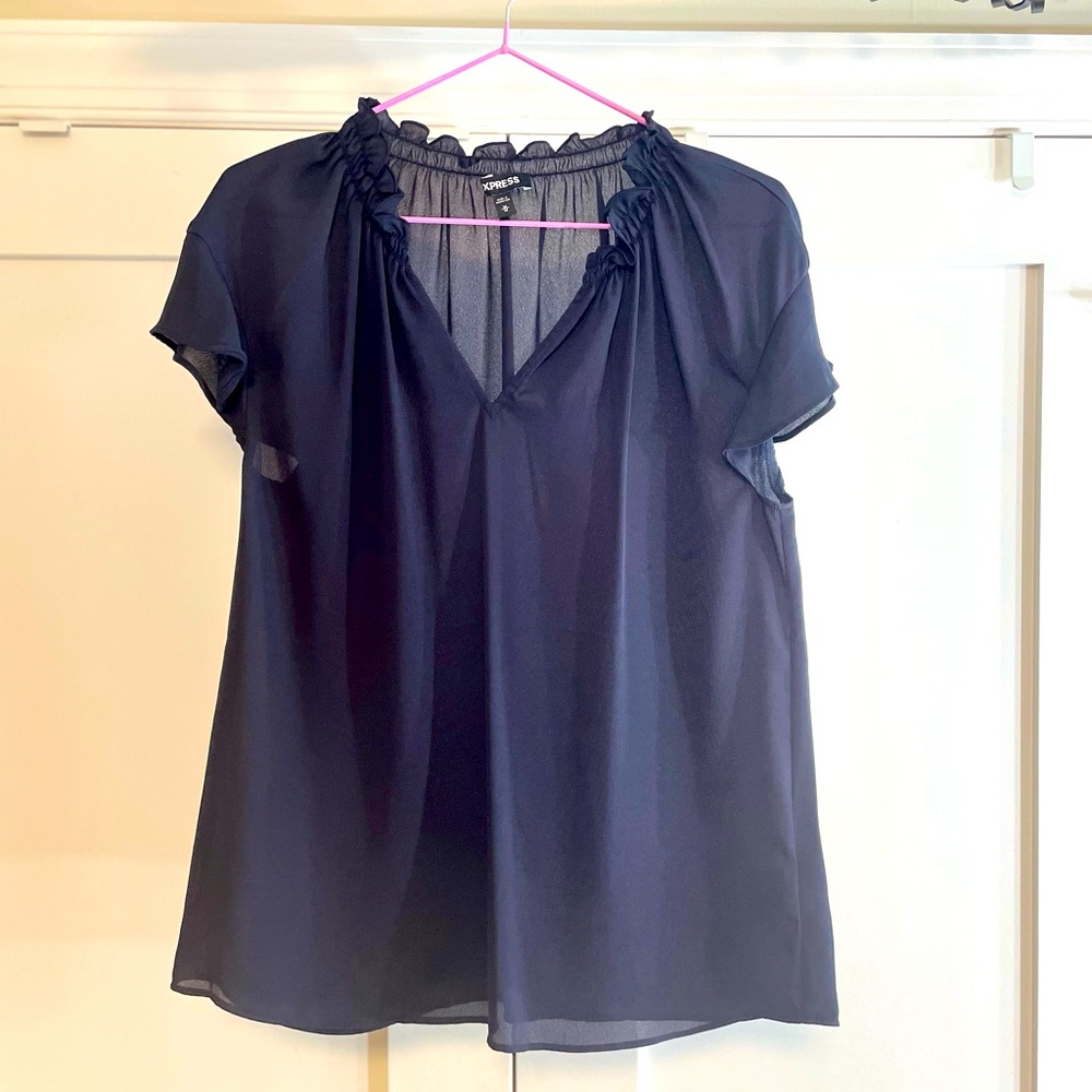 Dark Blue Sheer Women's Top